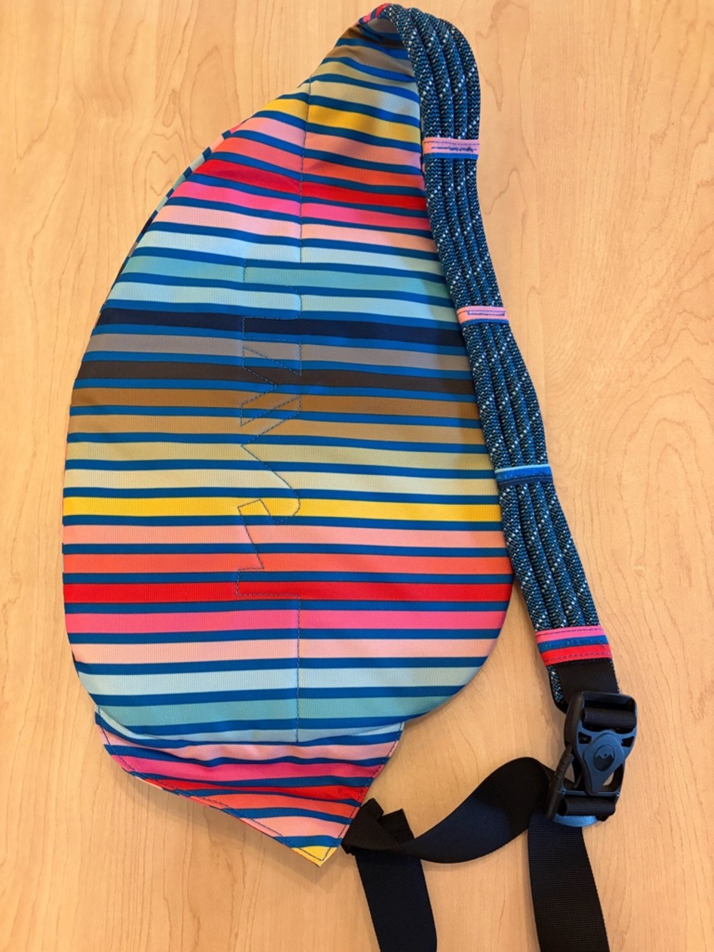 Kavu Multicolor Striped Sling Pack in Blue, Yellow, Red - Picture 2 of 3